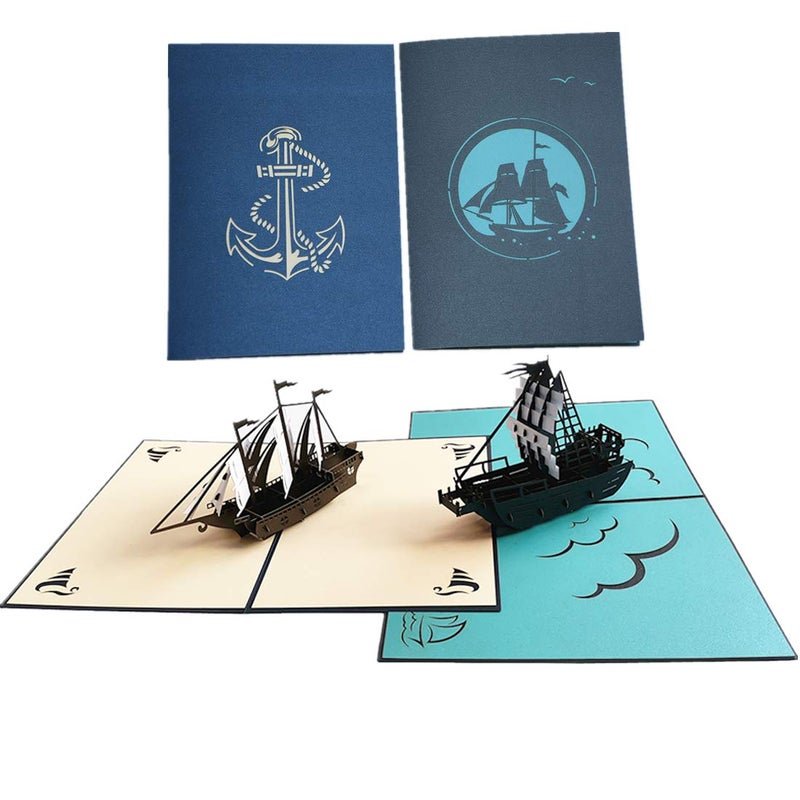the love Set of 2 Sailing Boat Pop Up Cards Greeting Cards for Congratulation, for Special Day,Valentine's Day, Birthday or Wedding Congratulation, with Envelope (Mixing 2 styles) - Image 1
